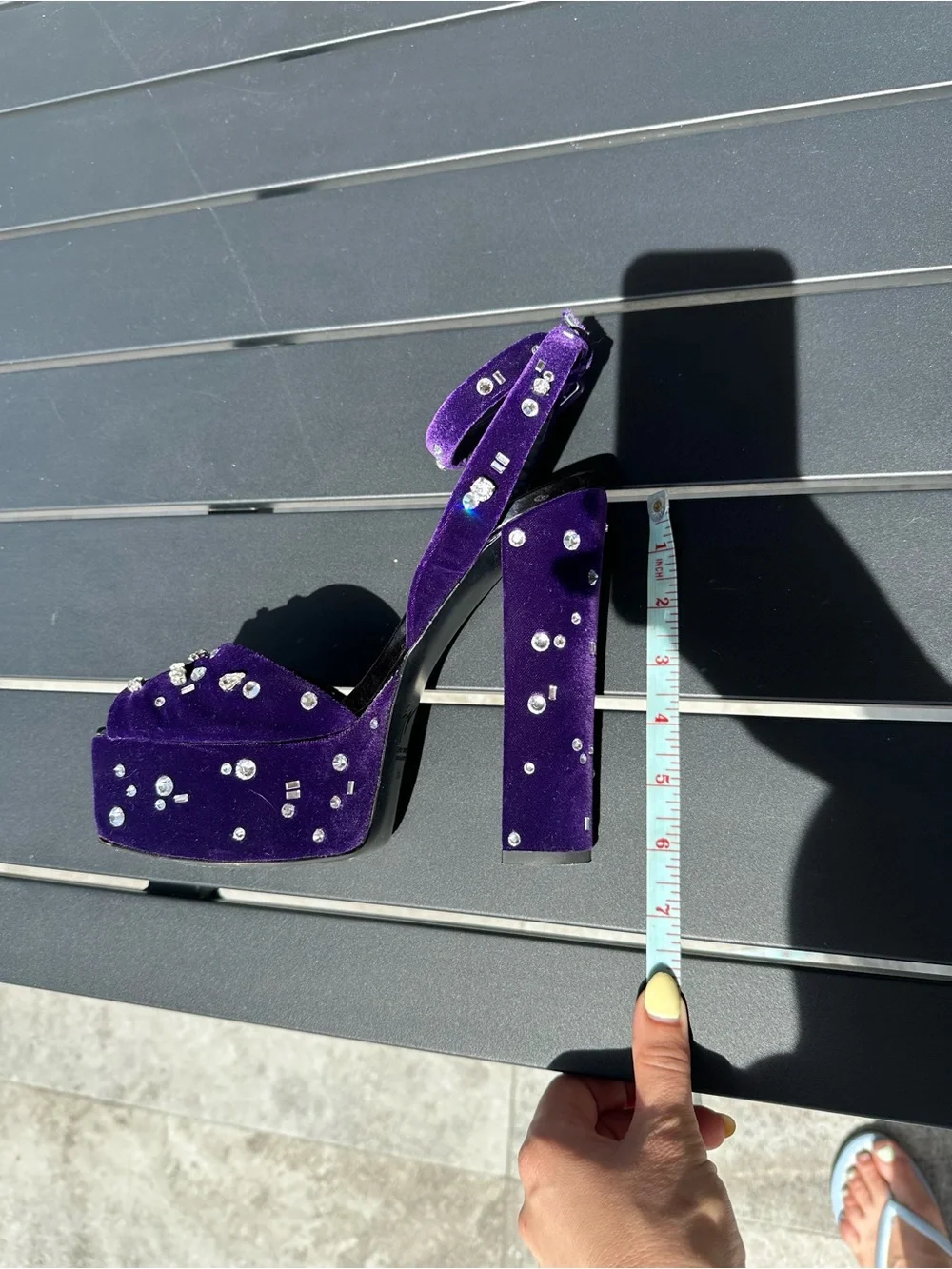 Giuseppe Zanotti Purple Velvet Crystal Dazzling Betty Platform Sandals 39